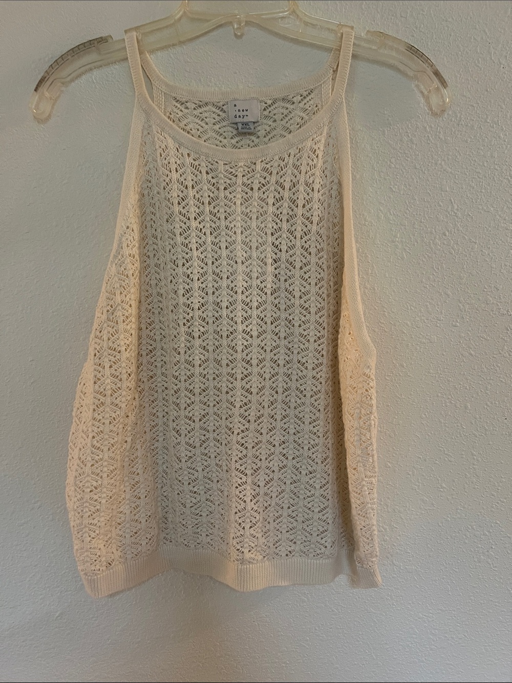 A New Day Cream Crochet Knit Tank Top